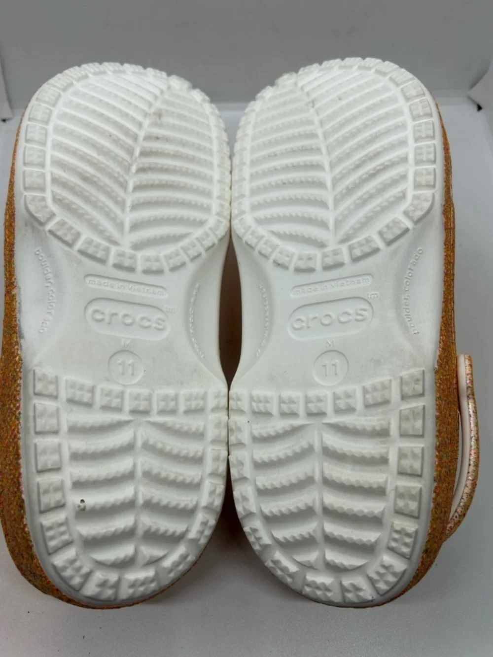CROCS Men’s CLASSIC GLITTER ORANGE SORBET 🍊 CLOGS SANDALS SHOES Sz 11